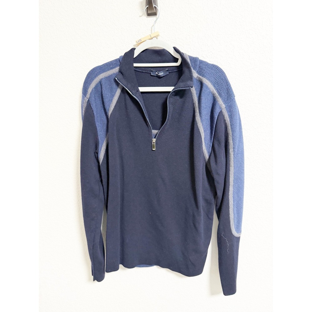 Zegna Sport Mens 1/2 Zip Colorblock Pullover Sweater Long Sleeve Navy Size XXL